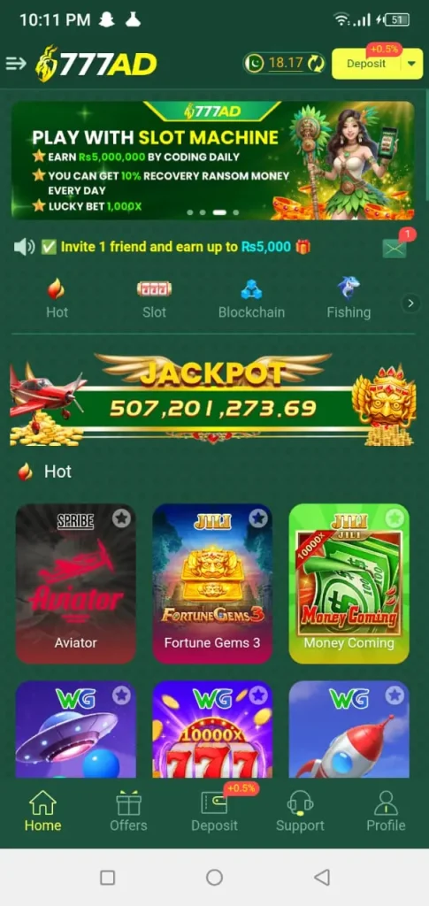 Top Casino Games Available in 777AD APK
