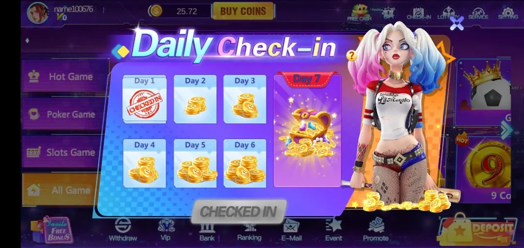 Daily Check-In Bonuses in slots 786 APK
