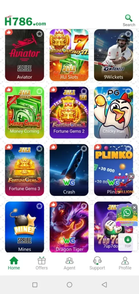 games available in H786 APK 
