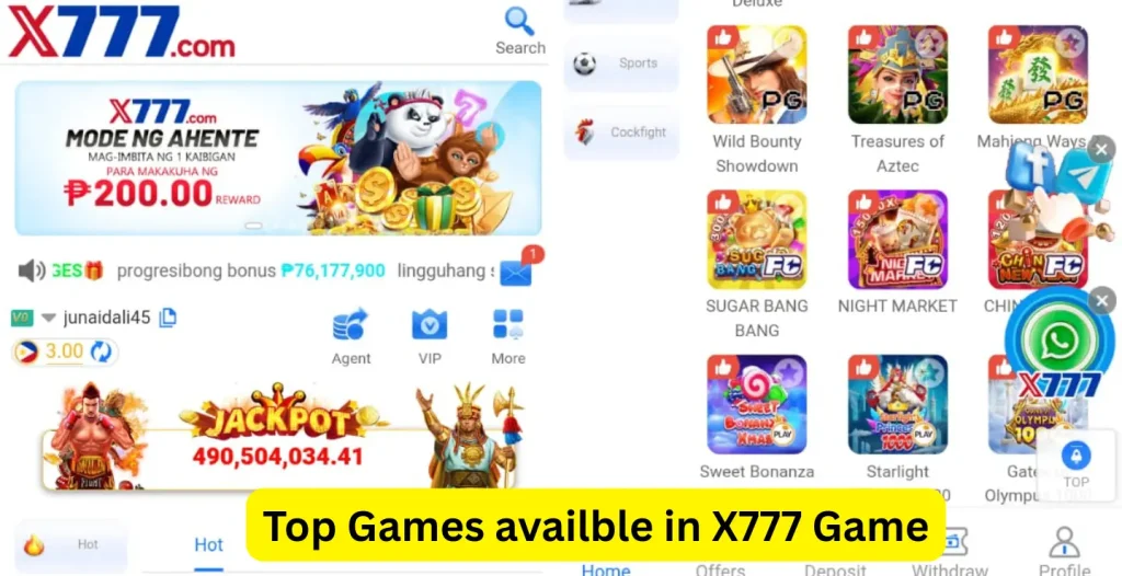 TOP Casino Games Available in X777 Game App