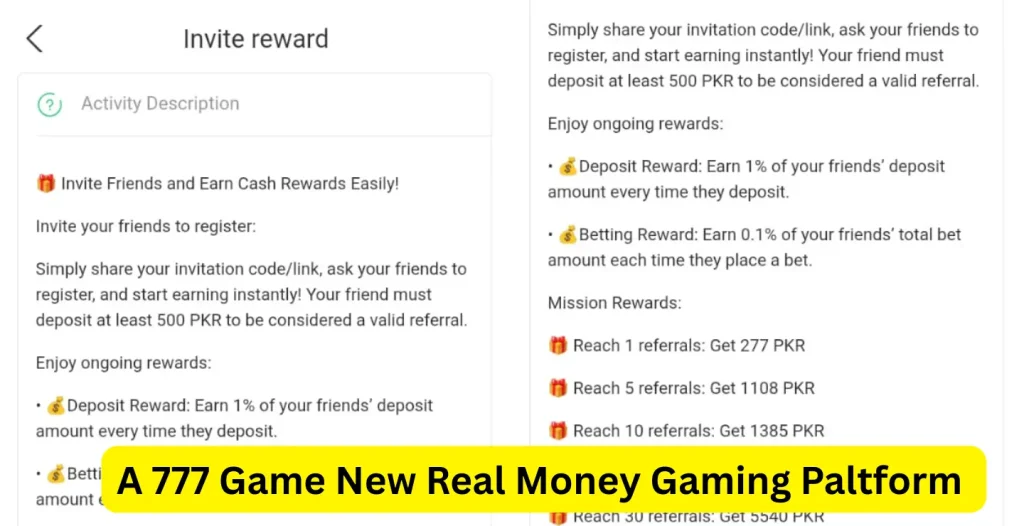 referral program in A777 game