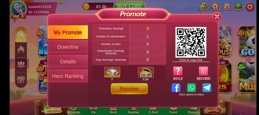 Lucky 101 app invite and earn