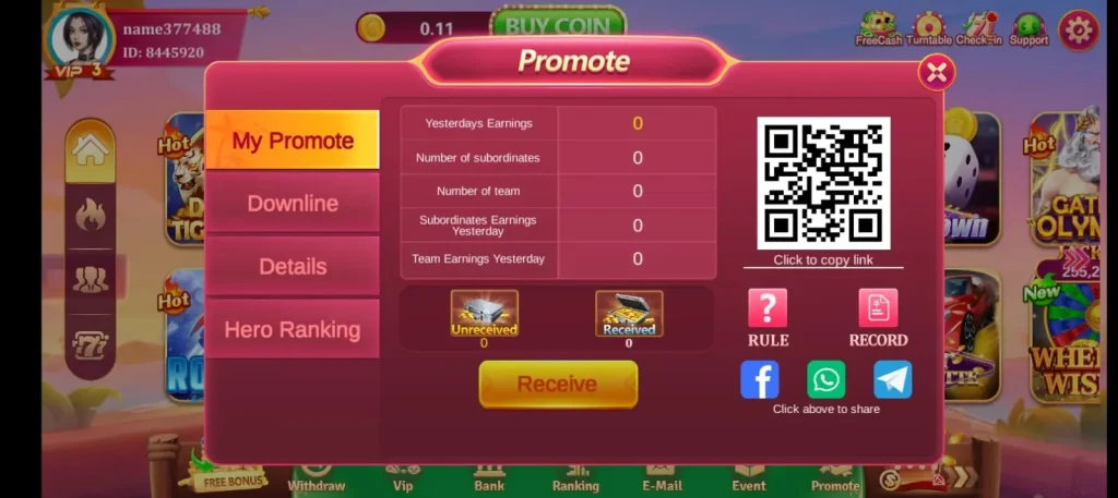 lucky 33 game referral program