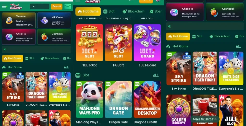 Games Available in Crash7 Game