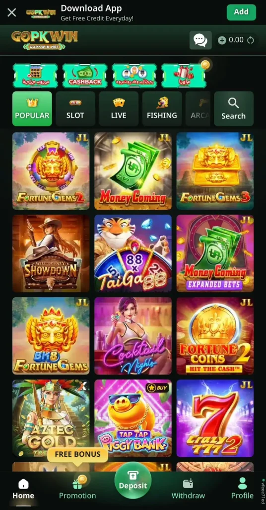 GoPKWin App games to play